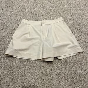 Varley Mariya Easy Pleat Shorts Sz L Cream High Waist Summer Travel Casual